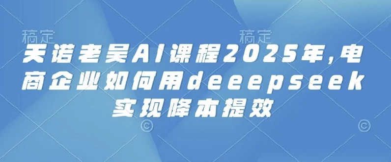 2025天诺老吴AI课程，电商企业如何用deeepseek实现降本提效